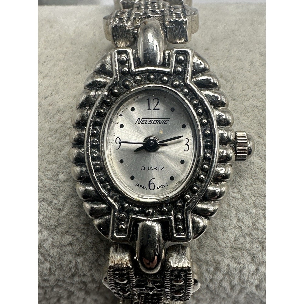 Nelsonic N513 Ladies Watch New Battery 19MM 7.25"‎ Silver Tone J19